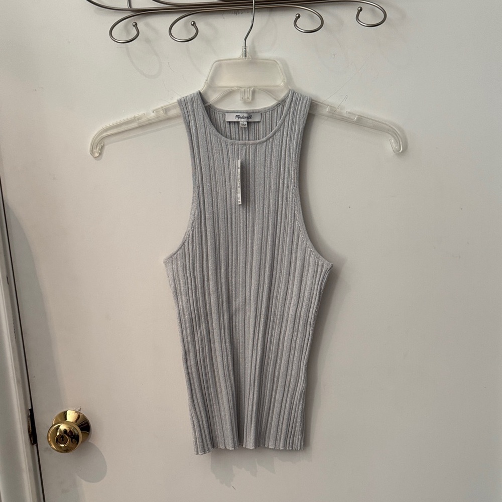 Madewell NWT Light Gray sparkle Ribbed Tank Top